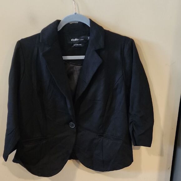 Studio Black Tailored Blazer Crop M-L Black - Picture 1 of 7